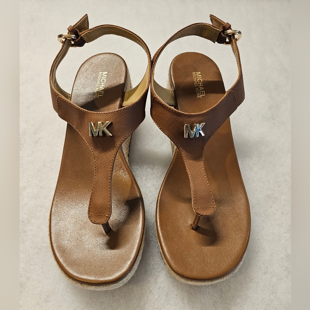 Michael Kors Laney Thong Saffiano Wedge Women's Sandals